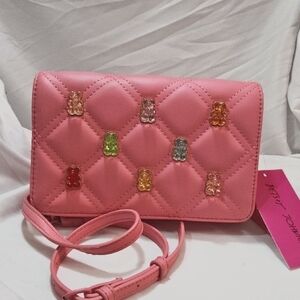 NWT Betsey Johnson Pink and Green Quilted Crossbody Bag